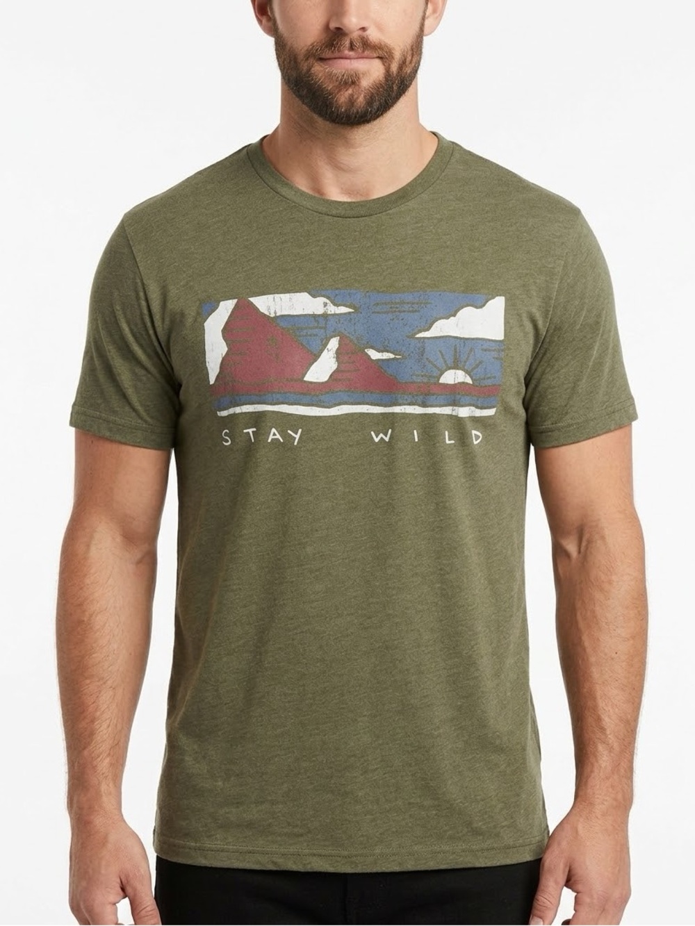 State of Mine Stay Wild Mountain Graphic T Shirt Men’s Medium Olive Green